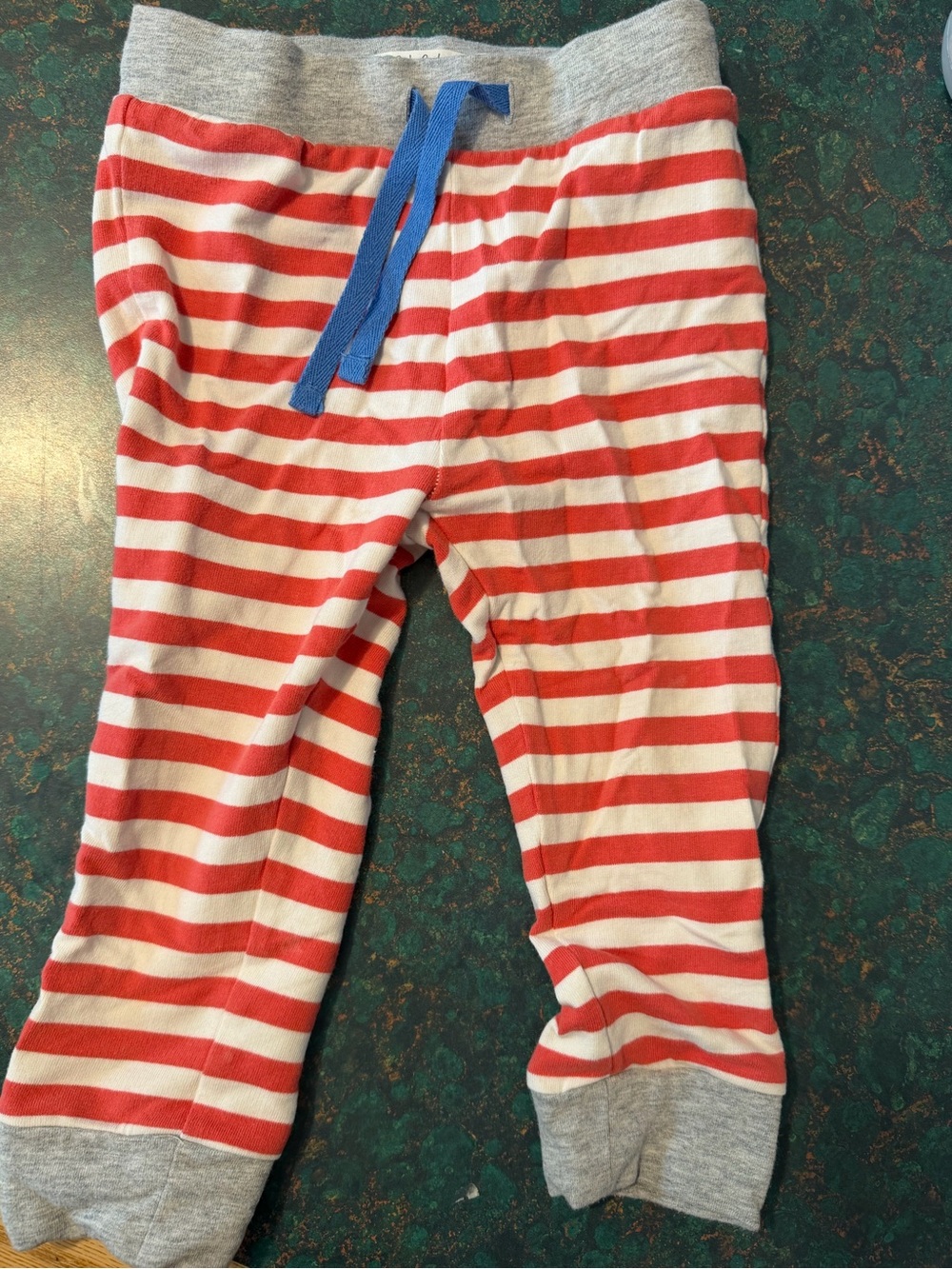 Kids Red and White Stripe  Pants with Blue Drawstring